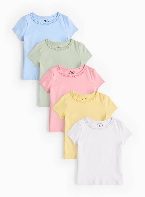 Frill Neck Jersey T-Shirts 5 Pack 1-2 years